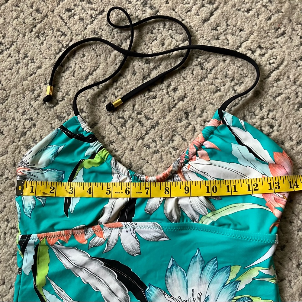 Trina Turk- SMALL-Shangri La Floral Tankini Top Tropical Teal - Picture 4 of 10